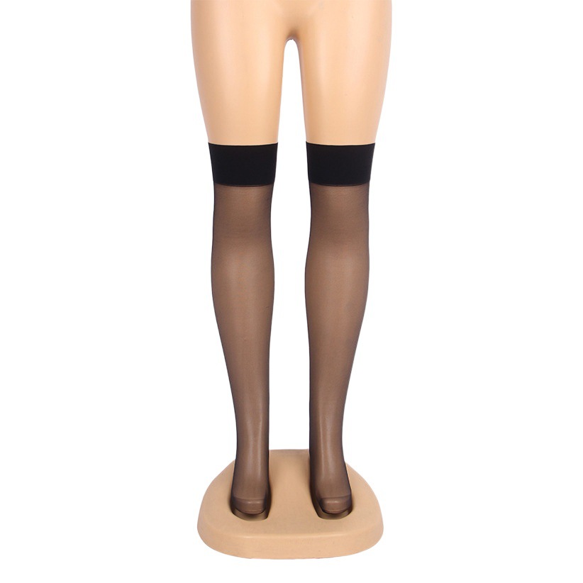 Medias sexy europeas y americanas ultrafinas anti-enganche negro costilla de ala ancha sobre la rodilla medias sexy puro deseo larga Liga