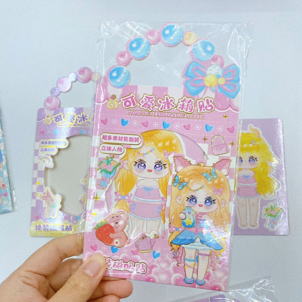 Princesas de succión magnética pegatinas de cambio de ropa pegatinas de refrigerador dibujos animados lindos escenas de libro tranquilo pegatinas hechas a mano DIY pegatinas de travestido para chicas jugar image 3