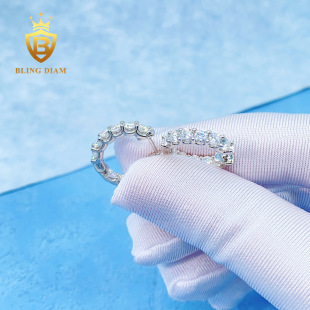 INS New European and American Cross-border Hot Selling S925 Silver Inlaid Moissanite Single Row Ear Ring Earrings Wholesale Supply