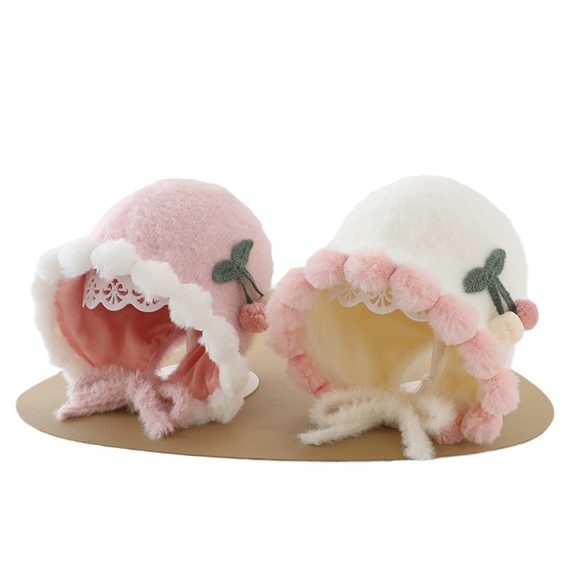 Sombreros para bebés otoño y invierno para bebés calientes y gruesos princesas gorras de peluche de invierno para niños pequeños niñas gorras de oído a prueba de viento