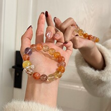 【金色奇迹】天然多宝水晶手串锦鲤云母黄胶花红胶花超仙女款手饰