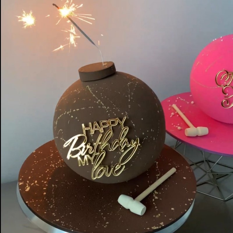 版权跨境ins风亚克力蛋糕装饰生日情侣表白爱人生日蛋糕装饰插件|undefined