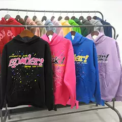 Cross-Border High-End Sp5Der Web V2 Heavyweight 450g Fleece-Lined Hoodie European and American Trendy Brand Spider Web Sweatshirt Trendy