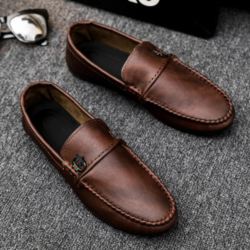 British  New Breathable Lazy Loafers One-Step Spring Korean Fashion Versatile Bean Shoes Men's Casual