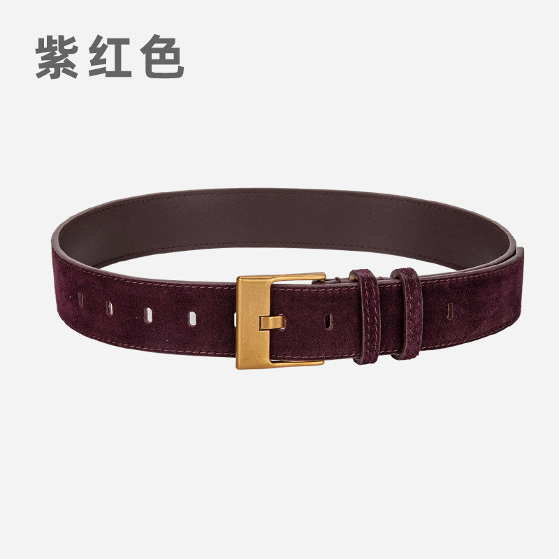 复古真皮宽腰带女士磨砂反绒小众皮带配裙子西装高级感装饰腰封女|undefined