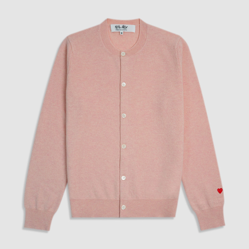 Japanese Style川久保田爱心圆领开衫刺绣桃心Play羊毛衫女士修身