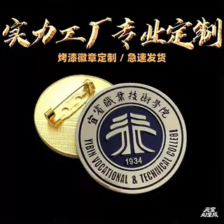金属烤漆徽章定制学校校徽制作别针式公司徽章磁吸胸牌金属滴塑牌