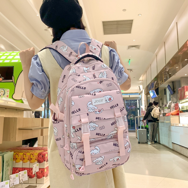 Japón lindos perros de orejas grandes inns corazón de niña impresión de dibujos animados de gran capacidad suave niña escolar mochila de hombro