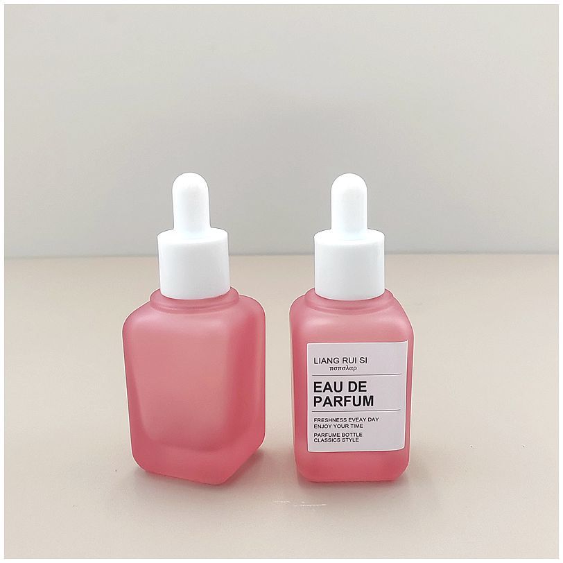 粉色方形玻璃高档避光分装瓶  滴管美容院会所皮肤管理调配瓶