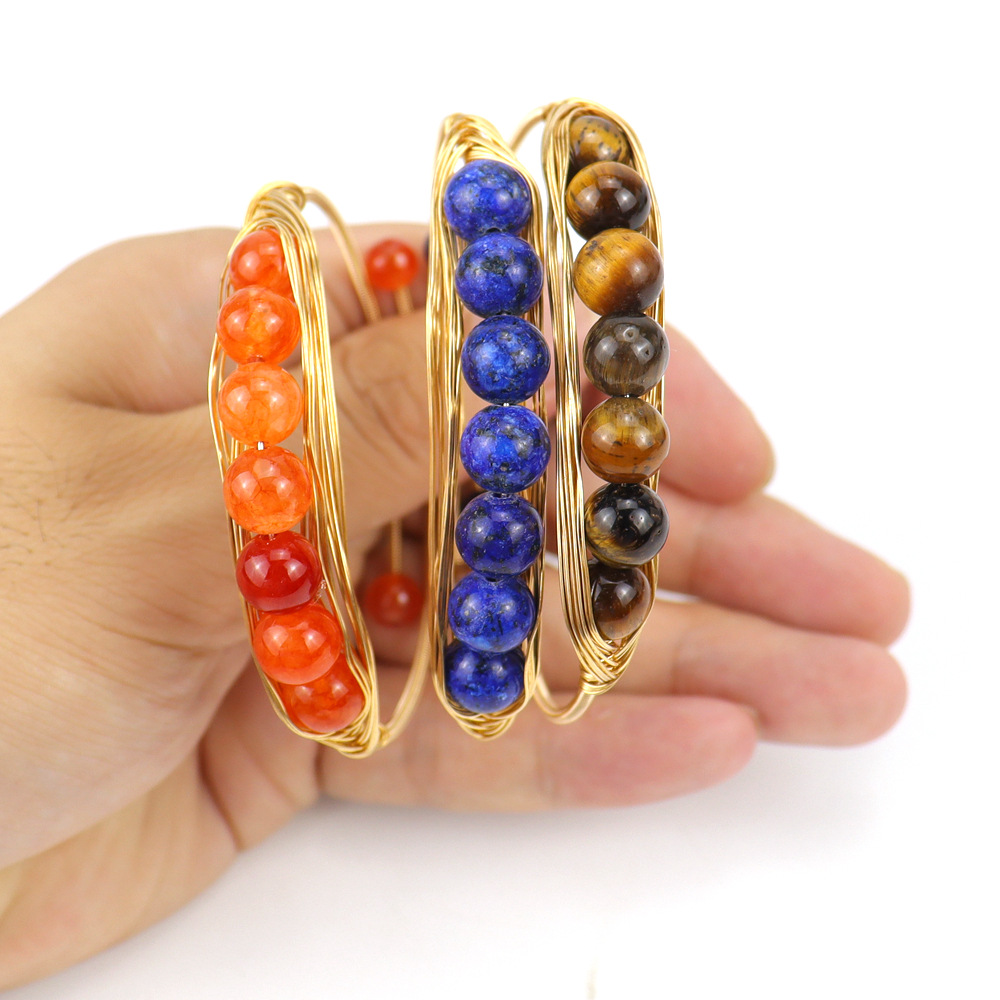 Fashion Geometric Copper Plating Natural Stone Bangle 1 Piece