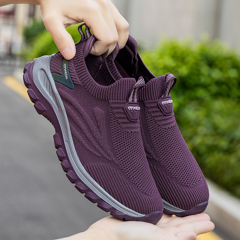 Cómodos zapatos deportivos casuales de primavera para mujeres con suela suave para caminar con un pedazo de malla transpirable