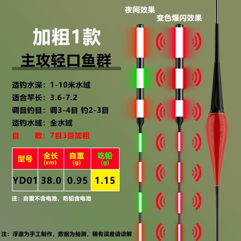 高感度バイトフック、色が変わる、点滅する、発光、目を引く、太字のフナと鯉のフロート、昼夜兼用の電子発光魚フロート|undefined