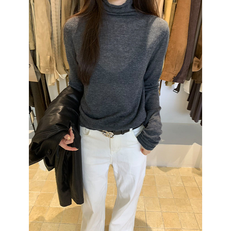Yuanpai 100% Merino Wool Turtleneck Top 2026 Autumn New Solid Color Skin-Friendly Knit Sweater W424 Yuanpai 100% Merino Wool Turtleneck Top 2026 Autumn New Solid Color Skin-Friendly Knit Sweater W424