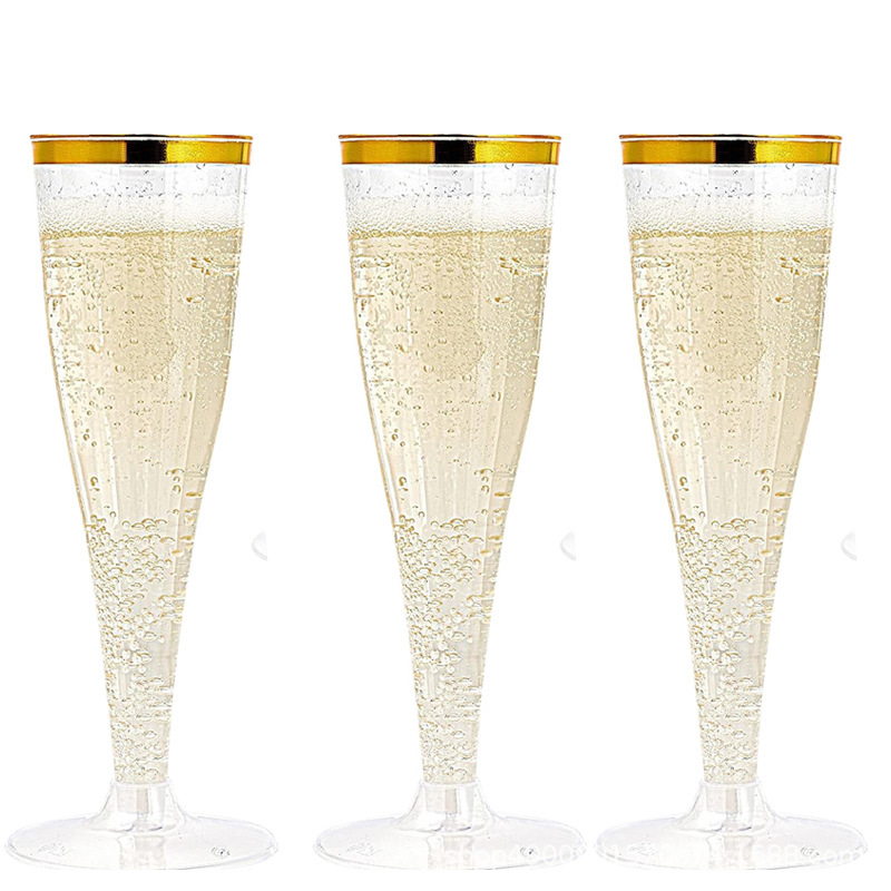Copa de champán de plástico dorada, copa de cóctel desechable, copa transparente para vino tinto, copa para soda y martini