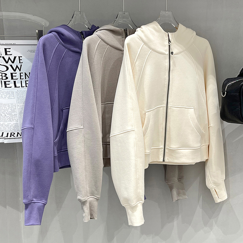 素町松弛感连帽卫衣女 加厚拉毛宽松休闲短款外套上衣