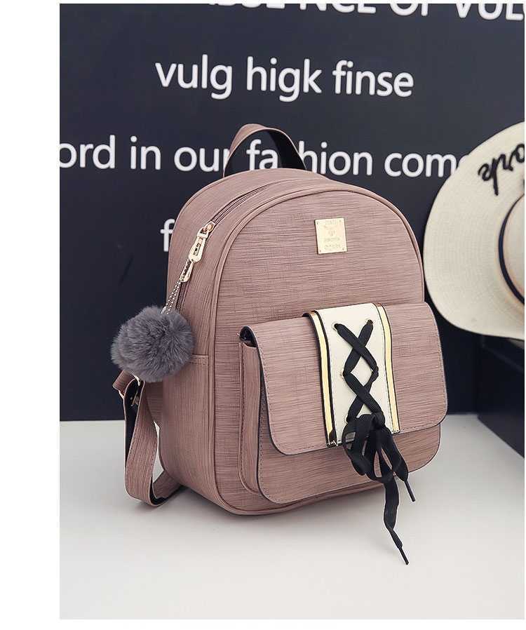 Women's Pu Leather Solid Color Preppy Style Square Zipper Fashion Backpack display picture 12