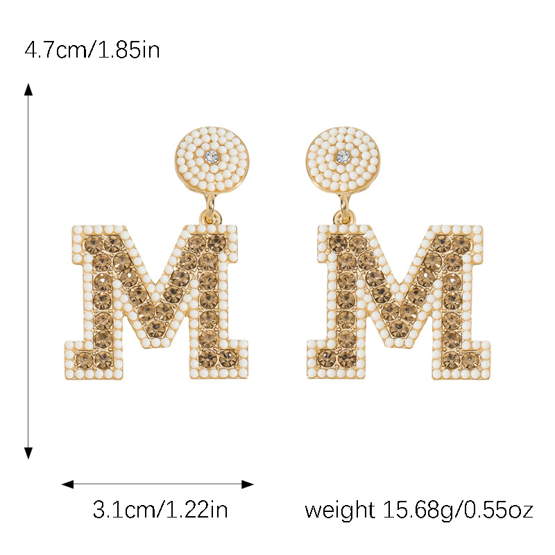 1 Pair Basic Modern Style Classic Style Letter Inlay Alloy Rhinestones Drop Earrings display picture 15