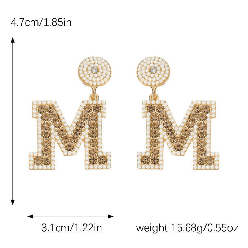 1 Paire De Base Style Moderne Style Classique Lettre Incruster Alliage Strass Boucles D'oreilles display picture 15