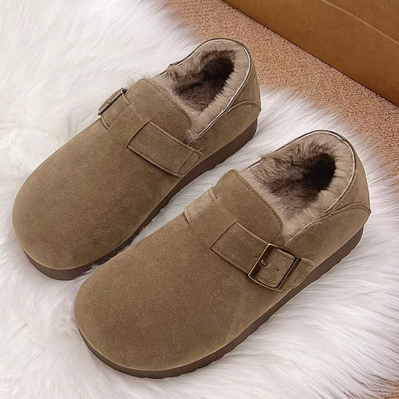 Женские зимние сапоги-слипоны из натуральной кожи в стиле ретро Birkenstock, новинка 2025 года, с меховой подкладкой для тепла, зимние сапоги для снега.