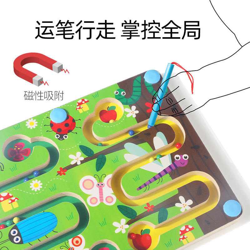 Pluma magnética laberinto cerebro izquierdo y derecho juego de entrenamiento de acción fina de todo el cerebro de los niños pensamiento concentración desarrollo material didáctico