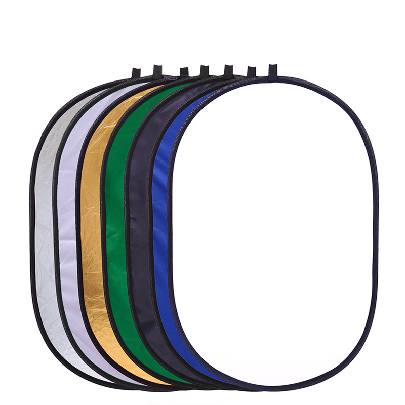 Tablero de fotografía reflector 90*120cm siete en uno tablero de luz de relleno oval tablero de fondo tablero de recorte reflector multicolor