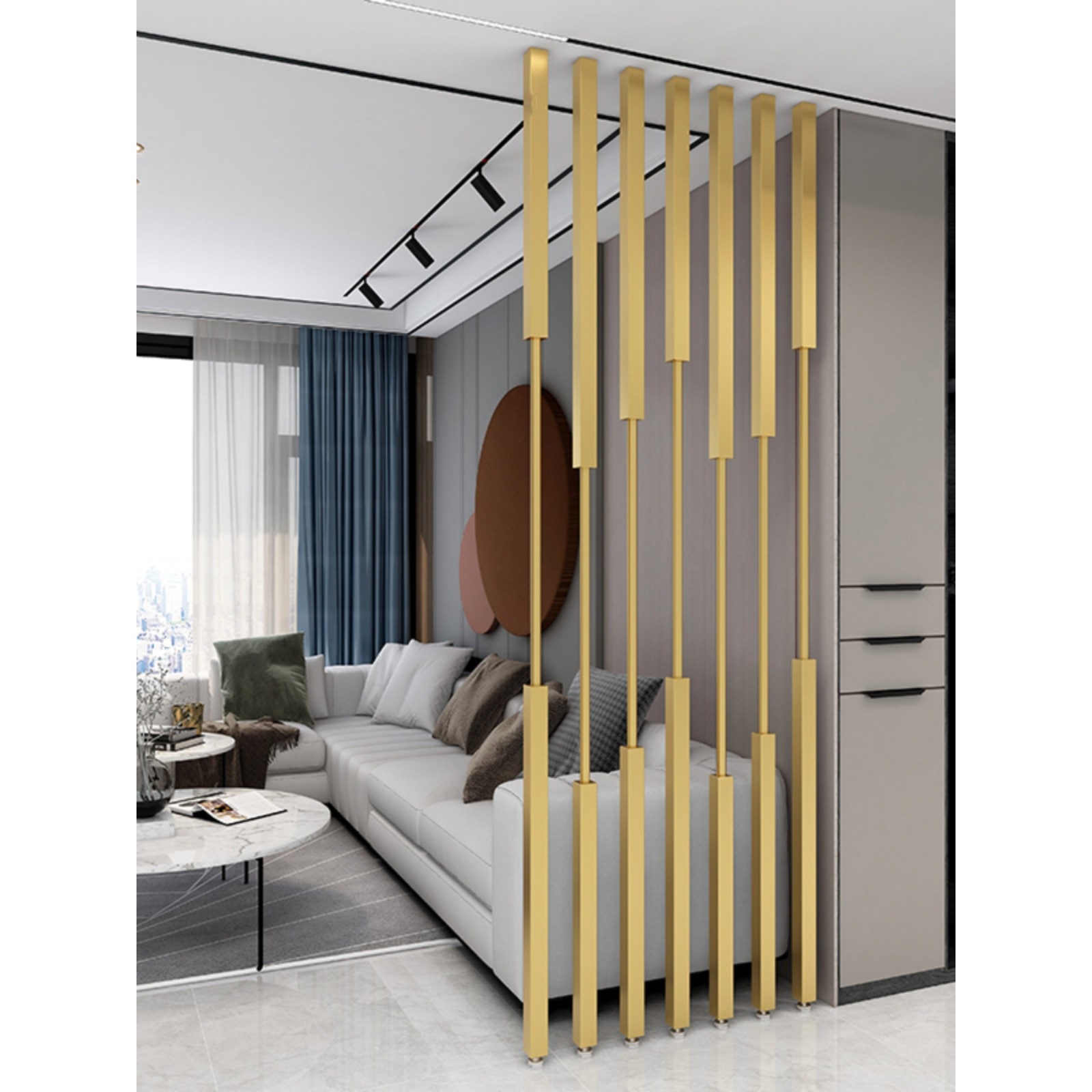 Light Luxury Creative Screen Partition Living Room Entrance Blocking Decoration Simple Modern Iron Grille Entrance Entrance Column