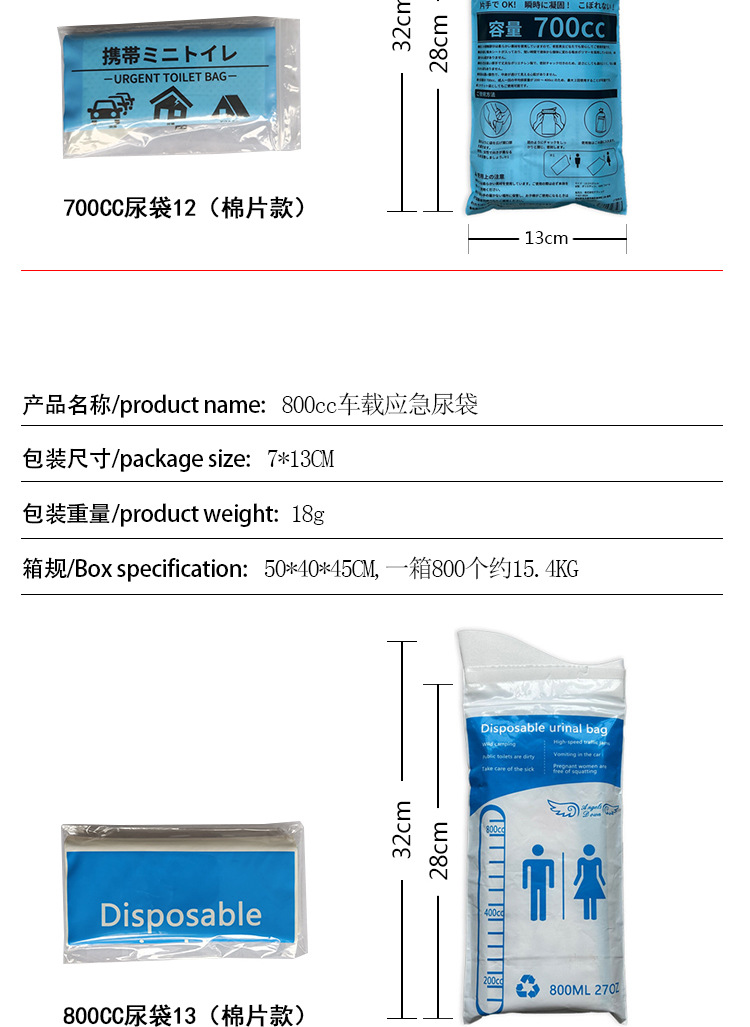 3-Pack of Portable Disposable Emergency Urine Bags for Car Use, Suitable for Both Men and Women, Travel Emergency Urine Bags