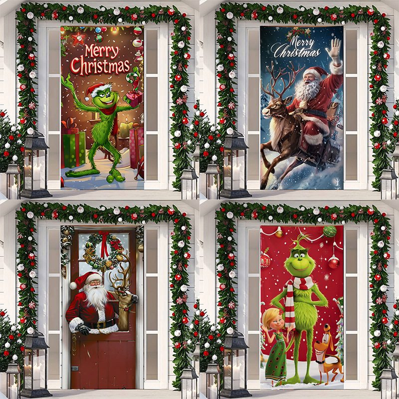 アマゾンクロスボーダー新型クリスマス怪傑門蓋祝日パーティーのドア貼り装飾雰囲気背景布メーカー直販|undefined
