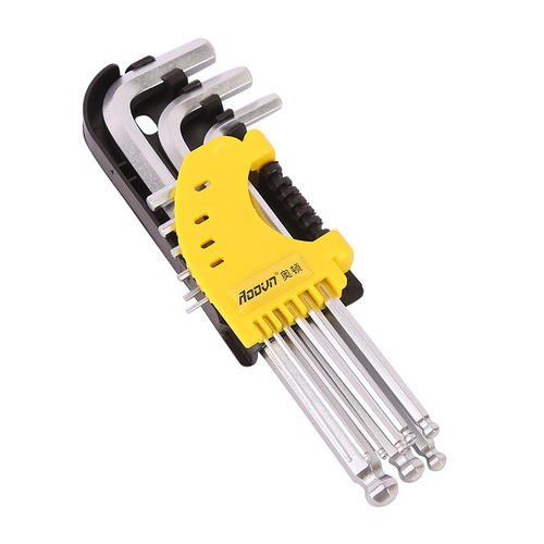 Auton wholesale 9-piece extended medium-length matte hexagonal wrench set plus hard chromium vanadium steel ball head L-shaped wrench
