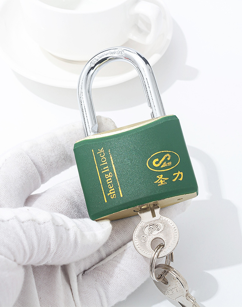 Factory direct supply of Shengli brand arc-shaped rubber-coated locks, multi-color copper core locks, cabinet locks, door locks, and customizable brand casing iron padlocks pic 16