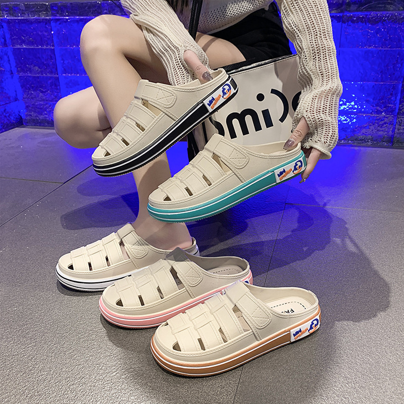 Women's Clogs for Outdoor Wear, 2026 Summer New Style, Thick-Soled, Casual, Versatile, Comfortable, Closed-Toe Beach Sandals, Non-Slip