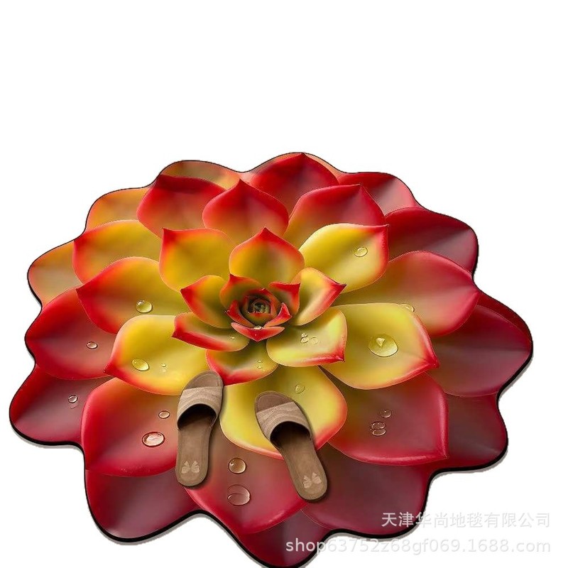 3D立体感硅藻泥地垫多肉植物速干地毯卫生间客厅地毯吸水防滑脚垫|undefined