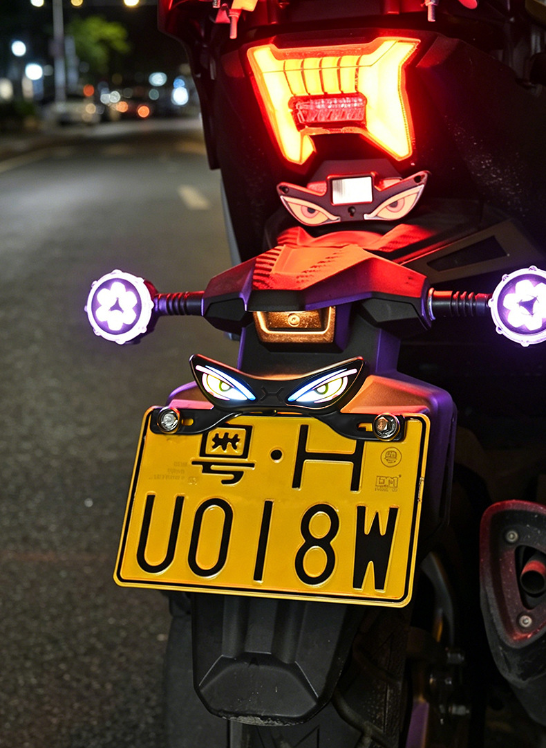 Cross-Border Motorcycle Led License Plate Light, Devil's Eye Ambient Light, Electric Vehicle Modified Decorative Tail Light, Universal Warning Light