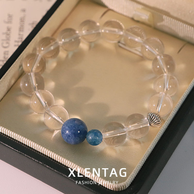 Original cristal blanco natural azul cristal pulsera nuevo estilo chino exquisito versátil para enviar a amigos y amigas DiDi pulsera de cuentas