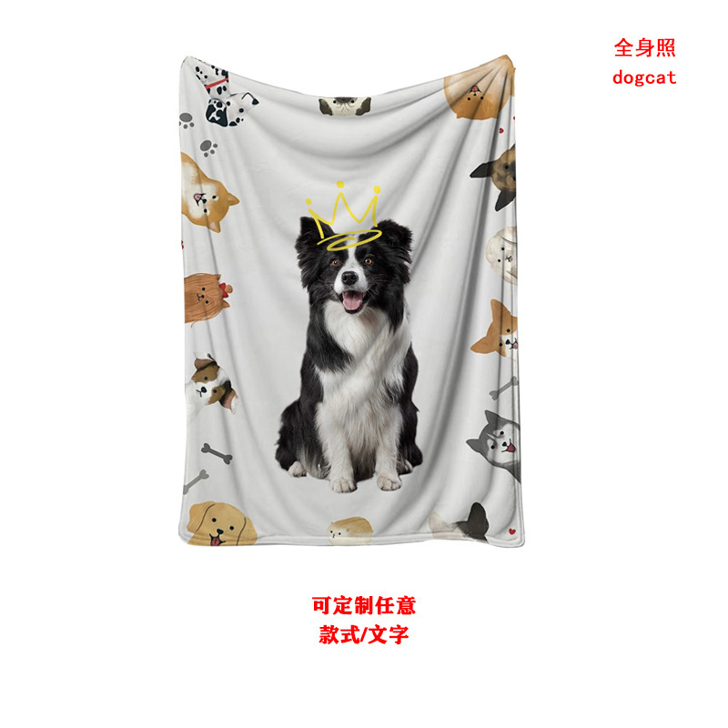 ペットカスタムブランケット猫と犬の写真テキストデザインペットカスタム四季昼休みエアコンブランケットソファカバーブランケット|undefined