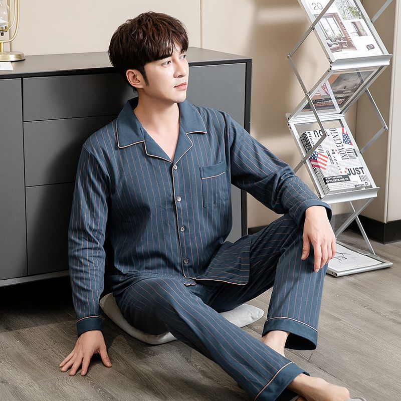 Pijamas para hombres 2024 nuevo algodón primavera y otoño hombre manga larga primavera y verano grande conjunto de ropa para el hogar