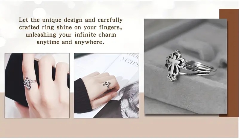 Kayis neuer Manschettenring, Kreuz, Unisex-Blumendesign, gepaart mit hochwertigem Schmuck_voghion.com