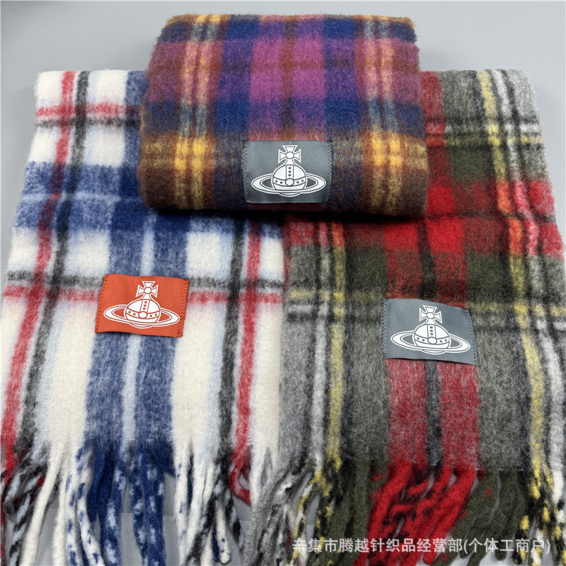Japanese Empress Alpaca Wool Fashion High-End 2025 Autumn/Winter New Thick Plaid Tassel Scarf