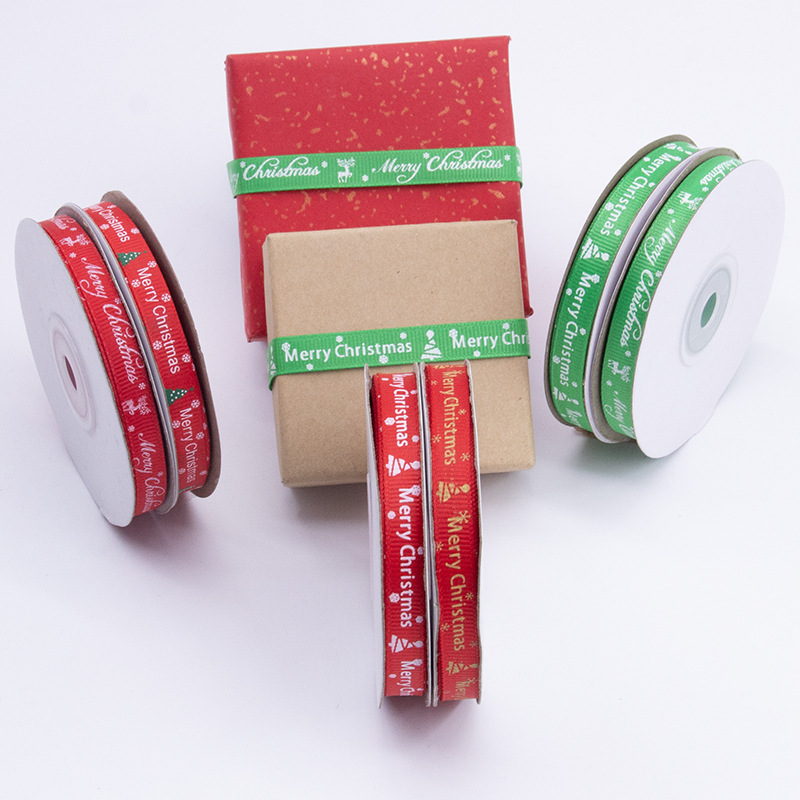 Impresión de cinta ribbed de Navidad 1cm impresión de caja de regalo de Navidad embalaje de cinta de color cinta Tianyi Mei