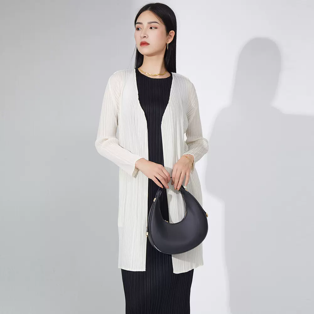 三宅专柜基础款风衣外套女春秋薄款高级感褶皱女装中长款开衫外搭