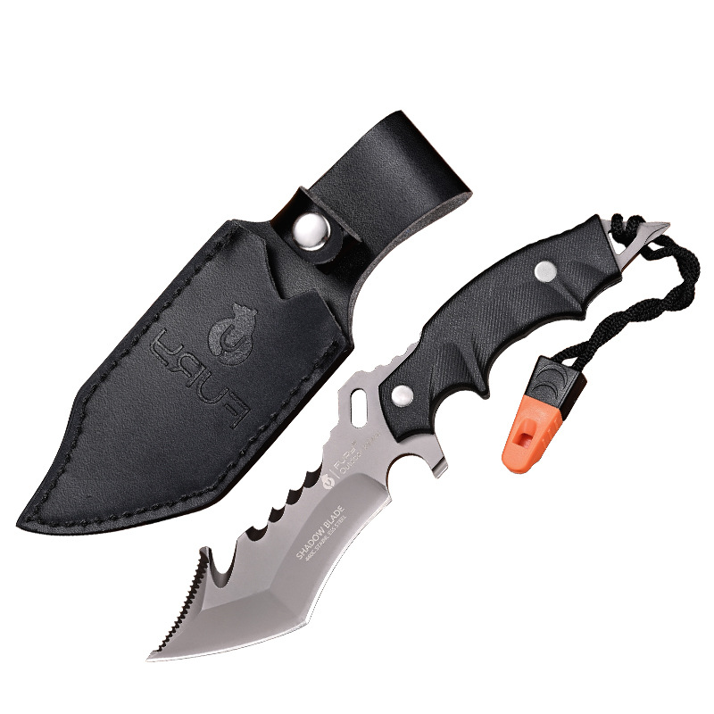Cuchillo táctico de acero con alto contenido de carbono para exteriores, venta al por mayor del fabricante, cuchillo portátil de defensa personal, supervivencia en la naturaleza, multifuncional, afilado, resistente al óxido, cuchillo recto