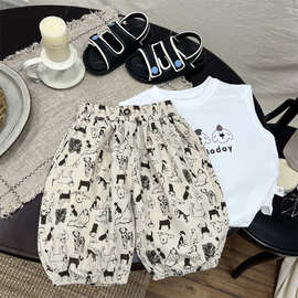 夏季新款儿童男童女童韩系头像七分裤宝宝百搭时尚休闲潮流灯笼裤