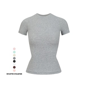 Cotton Jersey SKIM*ͬ���ɺ����T��Ů�������A�I���������