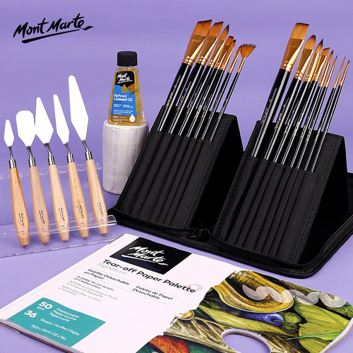 Montmartre oil paint brush set, round head, 12 nylon hair acrylic gouache brushes, 15 brushes, cross-border wholesale