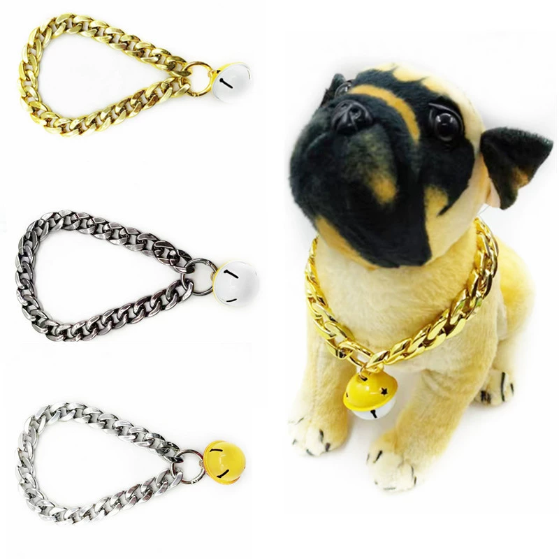 Внешняя торговля Новый ошейник для домашних животных с колокольчиком Fadou Тедди Баго Лабрадор Пластиковое золотое ожерелье Собака Большой колокольчик