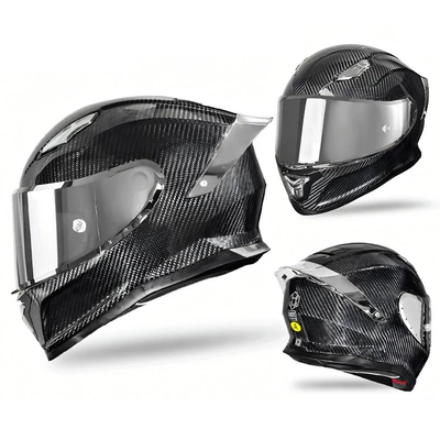 with 3C Certification, Scooter Cruise Helmet, Motorcycle Safety Supplies - carbon-fiber-3k-moon-twilight-silver-m-head-circumference-55-56cm