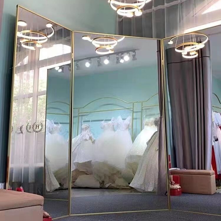 婚纱试衣镜片婚纱店礼服馆镜子婚纱店专用落地式三面三折镜|undefined