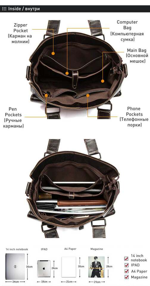 Túi xách công sở nam da bò cổ điển Marante, túi đeo chéo kiêm túi đựng laptop 14 inch — 260 dây trắng đen, 260 màu đen, 260 màu cà phê, Màu nâu nhạt chi tiết 30