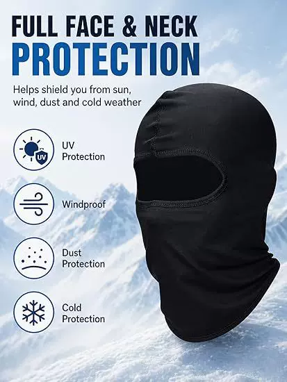 Cycling helmet motorcycle hood lined with ice silk full-face mask for spring and summer outdoor windproof neck warmer for men and women, black