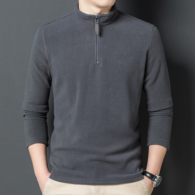 men's velvet demi-season casual solid color keep warm jacket with…
